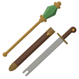 Lemon3.png Lemongrab Staff and Sword with Scabbard