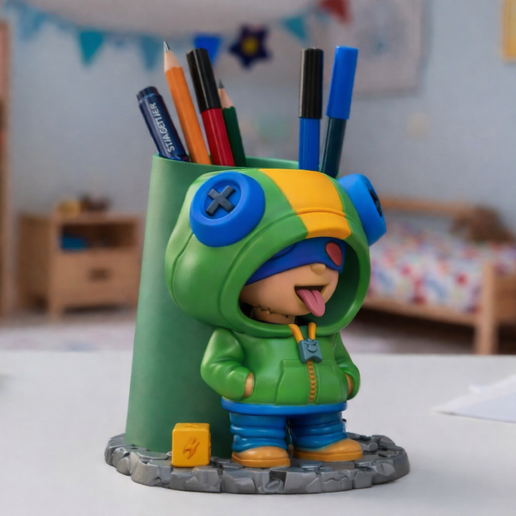 Leon Pencil Holder Stand (Brawl-Stars) – Cute Desk Organizer STL
