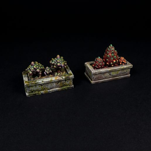 Props City Square Grass Pot – Fantasy Miniatures (32mm STL for Tabletop RPG)