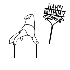 principal.png Archivo STL x2 CAKE TOPPER ADORNO TORTA - The Thing - MERLINA ADDAMS・Diseño de impresora 3D para descargar