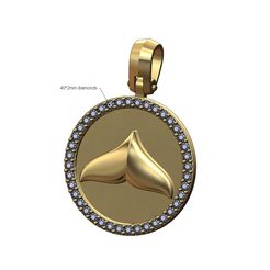 Tail-whale-Diamond-Round-pendant-bail-00.jpg Diamond whale tail coin pendant 3D print model