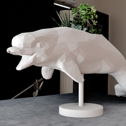beluga-whale-body-low-poly-planter-4.png beluga whale planter low poly geometrical succulent flower vase STL