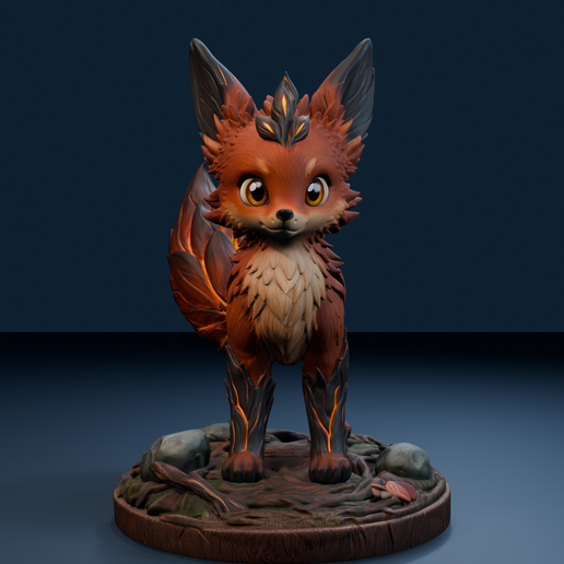 Cinderbrush - Ember-Tailed Grove Fox Printable Figurine