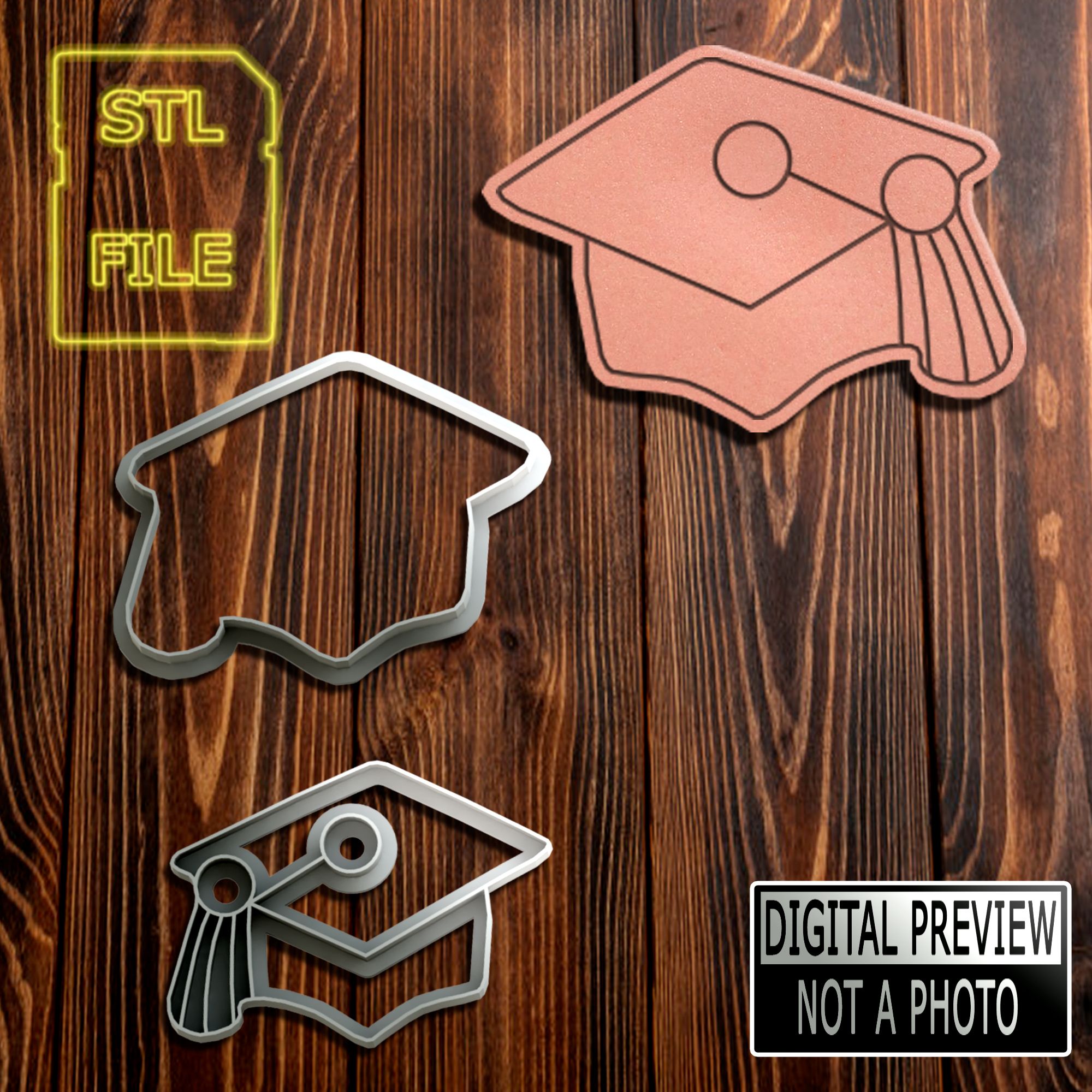 Capelo(Final).jpg STL file Cookie Cutter and Stamp - Square Academic Cap・3D print design to download, Jean_Nascimento