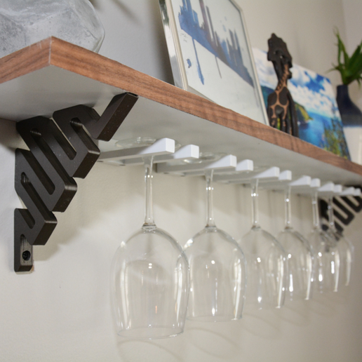 DIY Wine Glass Shelf - 3D Printed Brackets 3D model
