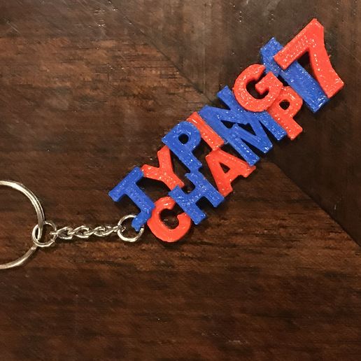 Download free STL file Two Color Typing Champ Keychain • 3D printing ...