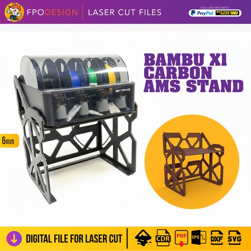 Bambu Lab X1 Carbon AMS Laser Cutting File Organizer Stand (Supports 2 AMS) - 3D model önizlemesi