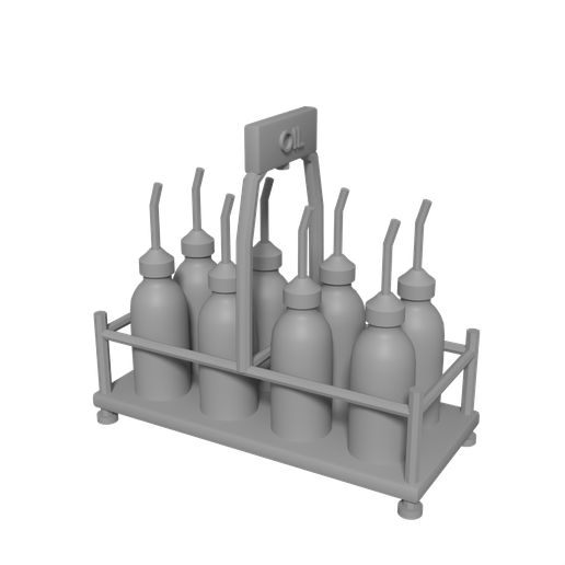 Vintage Motor Oil Bottle Rack Diorama Model