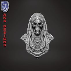 Egyptian_skull_v1_bas_relief_1.jpg 3D file Egyptian women girl skull v1 Bas relief wall decoration・3D print design to download