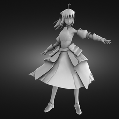 Anime-girl-warrior-render.png Fichier STL Anime girl warrior・Design à télécharger et à imprimer en 3D