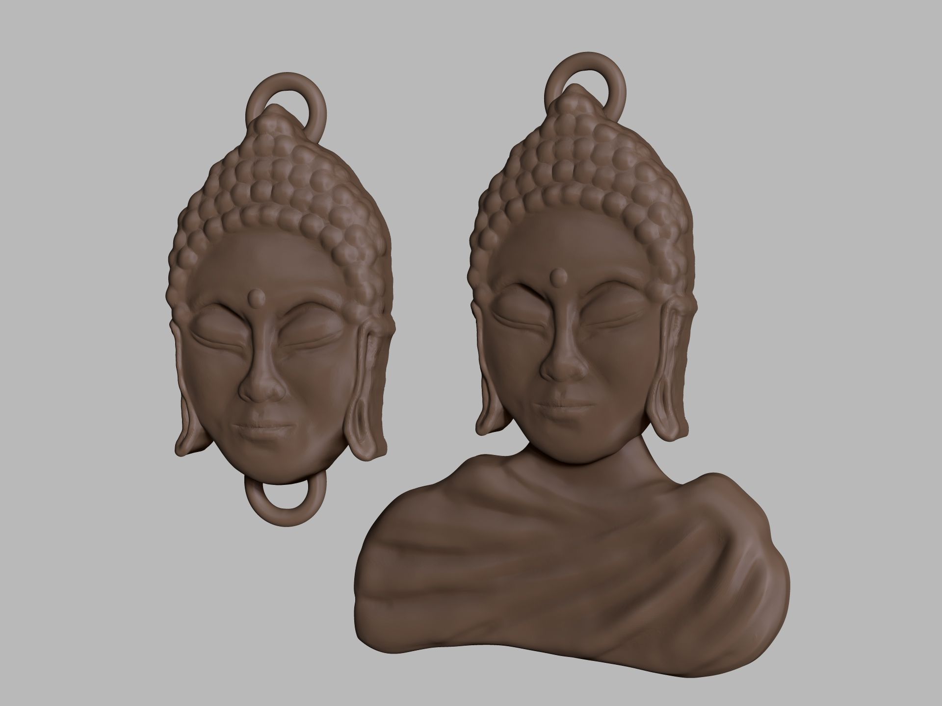 Buddha-Charm-Render.jpg Файл STL Брелоки Будды・Модель для печати в 3D скачать, Kaios