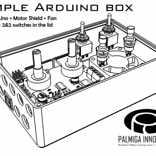 Simple Arduino Box - room for shield, fan & controls