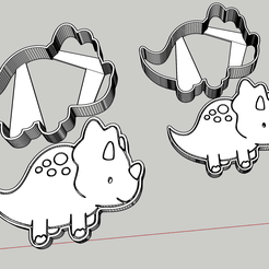 tric.png STL file Dinosaur Dino cookie cutter embossed cake design decoration boy girl party cute baby・3D printer model to download