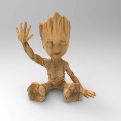 untitled.55.jpg Free STL file baby groot happy hollow・Object to download and to 3D print