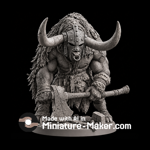 Minotaur 3D Printable DnD Miniature | Miniature-Maker 3D model