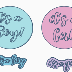 FOTOOO.png STL file Stamp cookie and fondat Its a gir Its a boy・3D print design to download