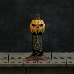 tbrender_001.png 3D file Pumpkin holder for bottles・Template to download and 3D print