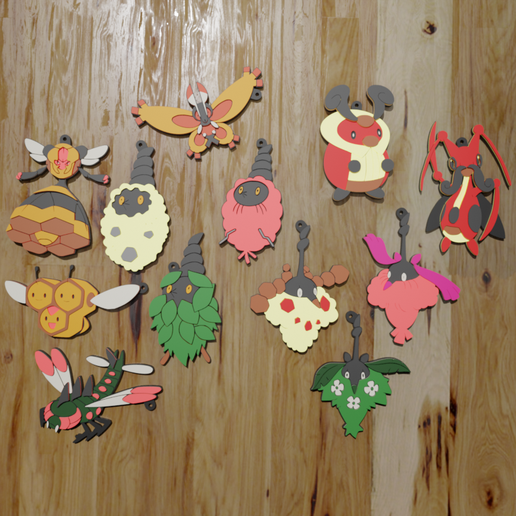 POKÉMON 4G BUG PACK, 12 KEYCHAINS / KEYCHAIN (STL AND 3MF)