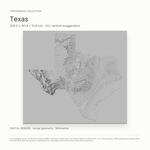Texas Whole-Area 3D Terrain STL + 3MF | Two Printable Versions - STL and 3MF Bundle