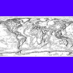 Map world 3D - Plane escala 1in200Mill jpg2.jpg Topographical map - flat relief 1 in 200 million
