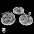 Round-25mm-base-tech-shanty-with-models-on-top-with-logo.jpg 25mm round bases for 6mm/8mm miniatures - Tech Shanty texture