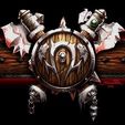 Horde1.jpg Warcraft 3 Orc Shield. For The Horde. World of Warcraft. Shield and Axes. Orc Sigil.