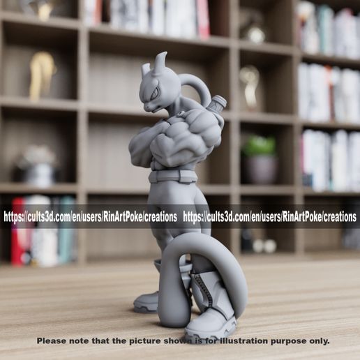 🐉 Muscular Mewtwo from Pokemon・ STL File for 3D printing・Cults