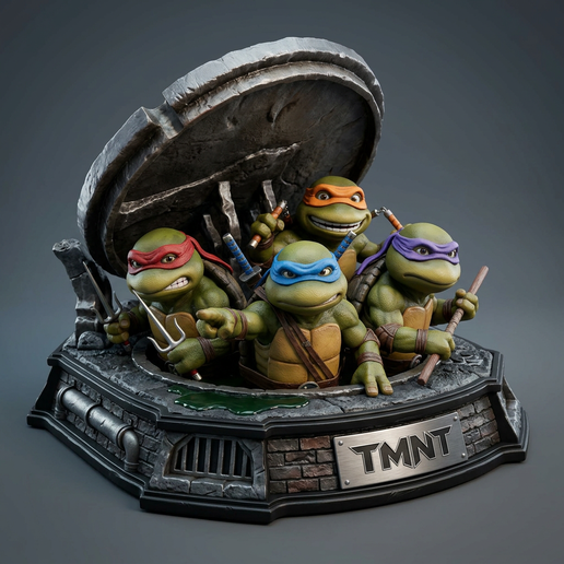 🥷 TMNT: Teenage Mutant Ninja Turtles Action Diorama Cartoon・ STL File ...