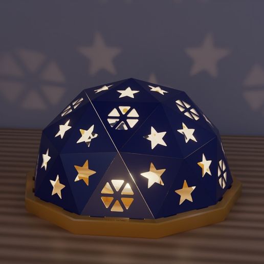 Geodesic Star Dome Lamp - Constellation Projector, 40 Panels, Snap-Pin Kit, USB LED, No Supports