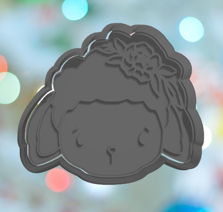 Lamb Face with Flowers Cookie Cutter