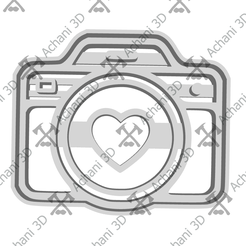 Camara-Corazon-B1.png STL file Cookie Cutter - Camera with heart・3D printable design to download
