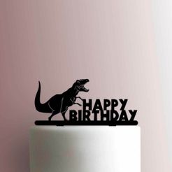 JB_Dinosaur-Tyrannosaurus-Rex-Happy-Birthday-225-A008-Cake-Topper.jpg Fichier STL JOYEUX ANNIVERSAIRE DINOSAURE・Modèle imprimable en 3D à télécharger