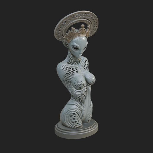 Elegant Alien Queen Statue Design 3 - 3D Print Model