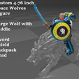 Custom 4.76 inch Space Wolves Figure Large Wolf with Saddle PDTC Shield Backpack - ps (Tel 4 Custom 4.76 inch Space Wolves Marine with Wolf