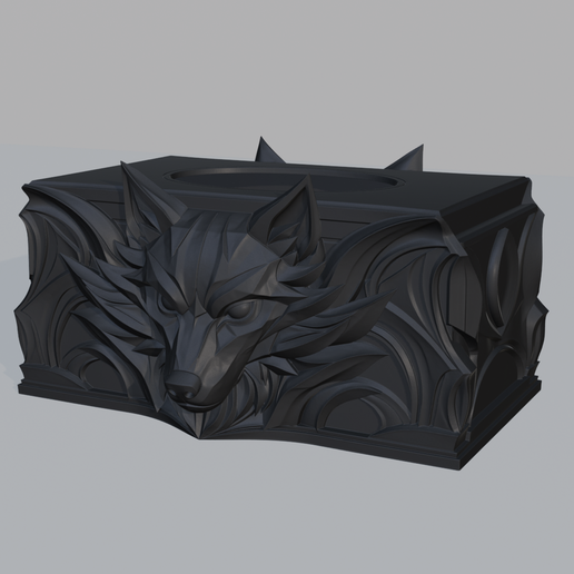 Wolf Tissue Box Cover – Gothic Wolf Napkin Holder, Dark Fantasy Tissue Dispenser, Decorative Pull Tissue Box, 3D Print File
