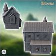 4.jpg Medieval house with round corner tower and thatched roof (32) - Medieval Middle Earth Age 28mm 15mm RPG Shire