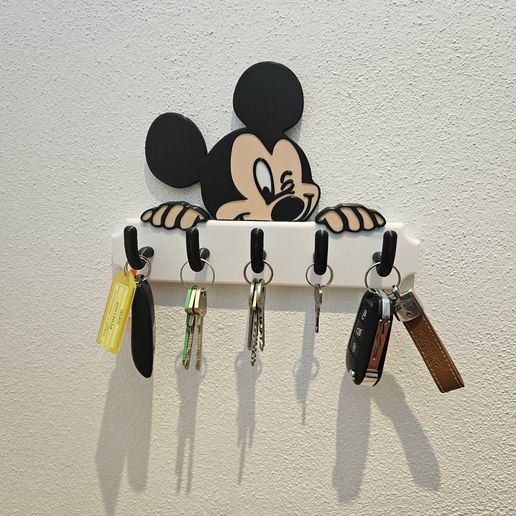 🐁 Mickey Mouse - wall mounted key holder・ STL File for ・Cults