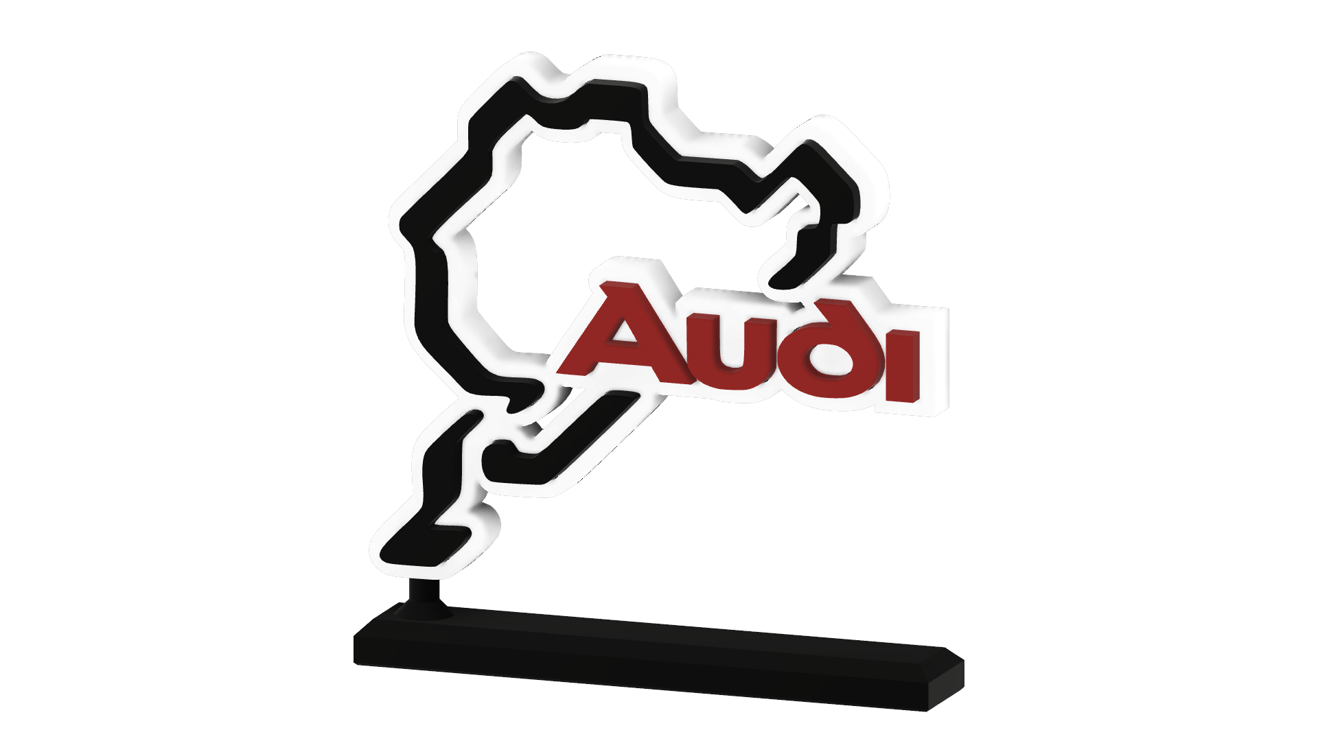 Audi-Nürburgring-Circuit-Front-v1.png STL file Stand Nürburgring Circuit and Logo Audi・3D printer model to download, Upcrid