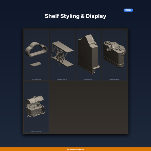 Shelf Styling & Display - 5-Model STL Bundle