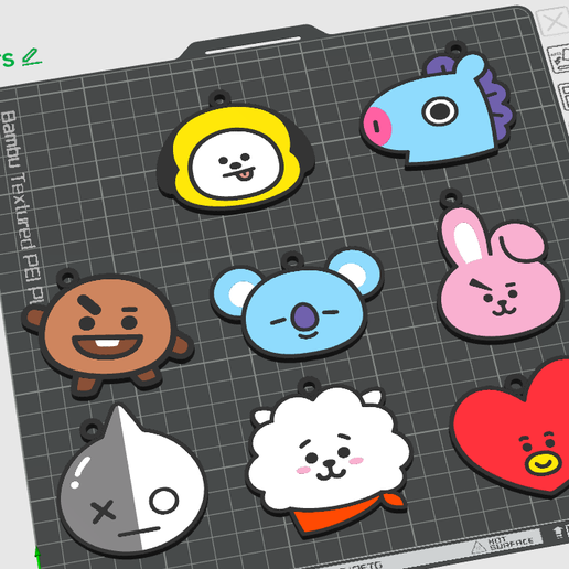 Pack Chaveiros Keychain BTS mascotes BT21