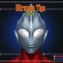 Ultraman_Tiga_Helmet_3dprint_STL_File_01.jpg Descargar archivo Casco de Ultraman Tiga - Máscara de Halloween para disfraces • Plan para la impresión en 3D, 3DPrintModelStoreSS
