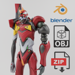 Portada.png OBJ file EVA Unit 02 Y Textured Lowpoly・3D printable model to download