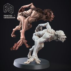 Wolfman.jpg Fichier 3D Wolfman - Skin Walkers - PRESUPPORTED - Illustré et Stats - Echelle 32mm・Modèle pour imprimante 3D à télécharger