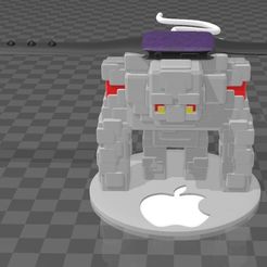 APPLE-WATCH-REDSTONE-GOLEM.jpg Fichier STL Suporte Dock Station Apple Watch Redstone Golem Minecraft・Plan pour impression 3D à télécharger