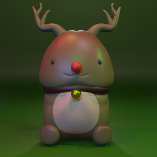 OCHINCHIN CUTE FIGURE + Christmas reindeer/ PENIS CUTE FIGURE CHRISTMAS T8 - 3D model önizlemesi