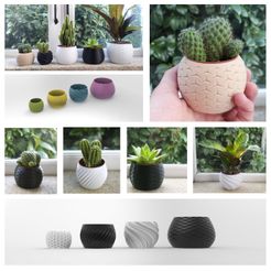 preview_cults.jpg STL file 16 PLANTER POT SET - 4 DESIGNS IN 4 SIZES・3D print object to download