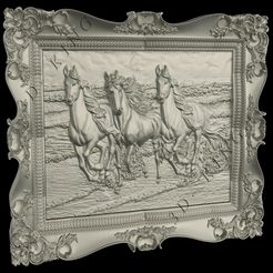Horses.jpg STL-Datei PANEL HORSES,HORSES 3D STL Modell, Cnc Router Engraver, Artcam, Aspire, CNC Dateien, Holz, Kunst, Wanddekor, V-Carve・3D-druckbares Modell zum Herunterladen