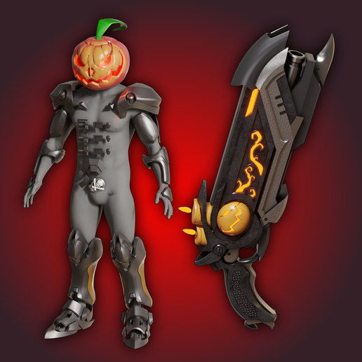overwatch halloween reaper Pumpkin + shotgun