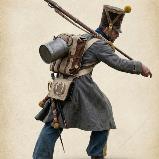 Soldat de l'empire no 101: Voltigeur en manteau de campagne 1814 3D model