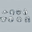 Captura-de-pantalla-2022-10-17-234736.jpg 3D file ONE PIECE FACE B&W KEY RINGS・Template to download and 3D print